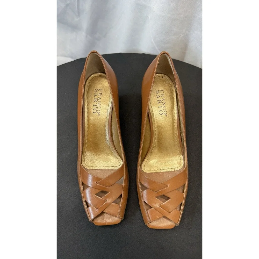Franco Sarto Peep‎ Toe Tan Wedges Size 7M